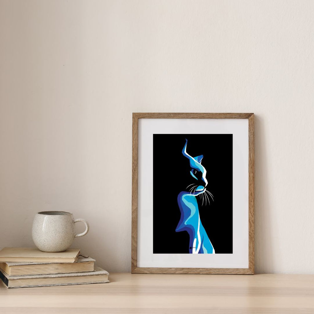 Blue Cat Low Poly Art Poster