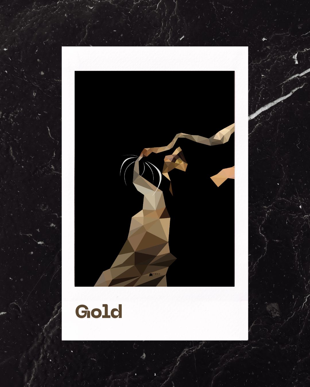 Gold Cat Low Poly Art Poster