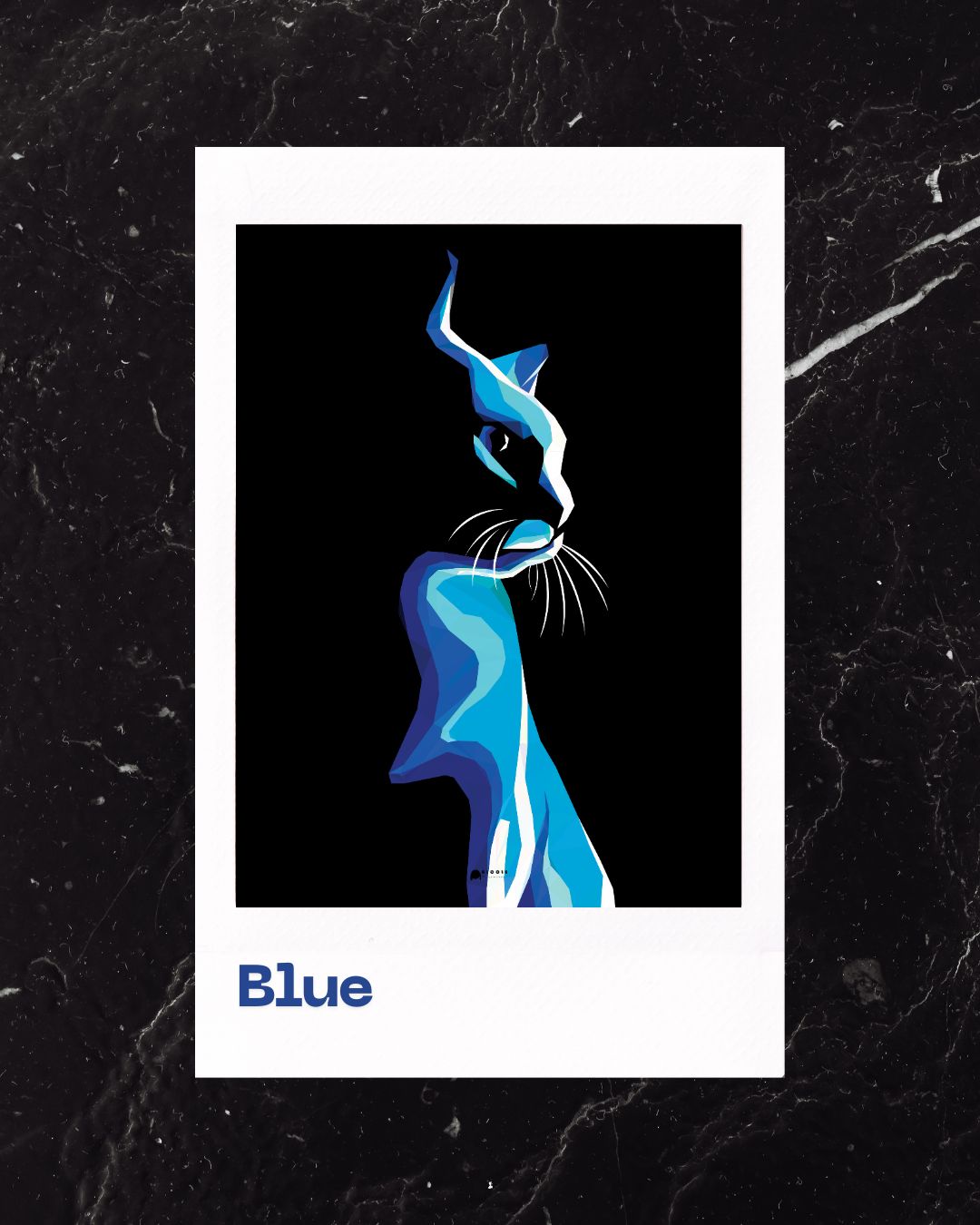 Blue Cat Low Poly Art Poster