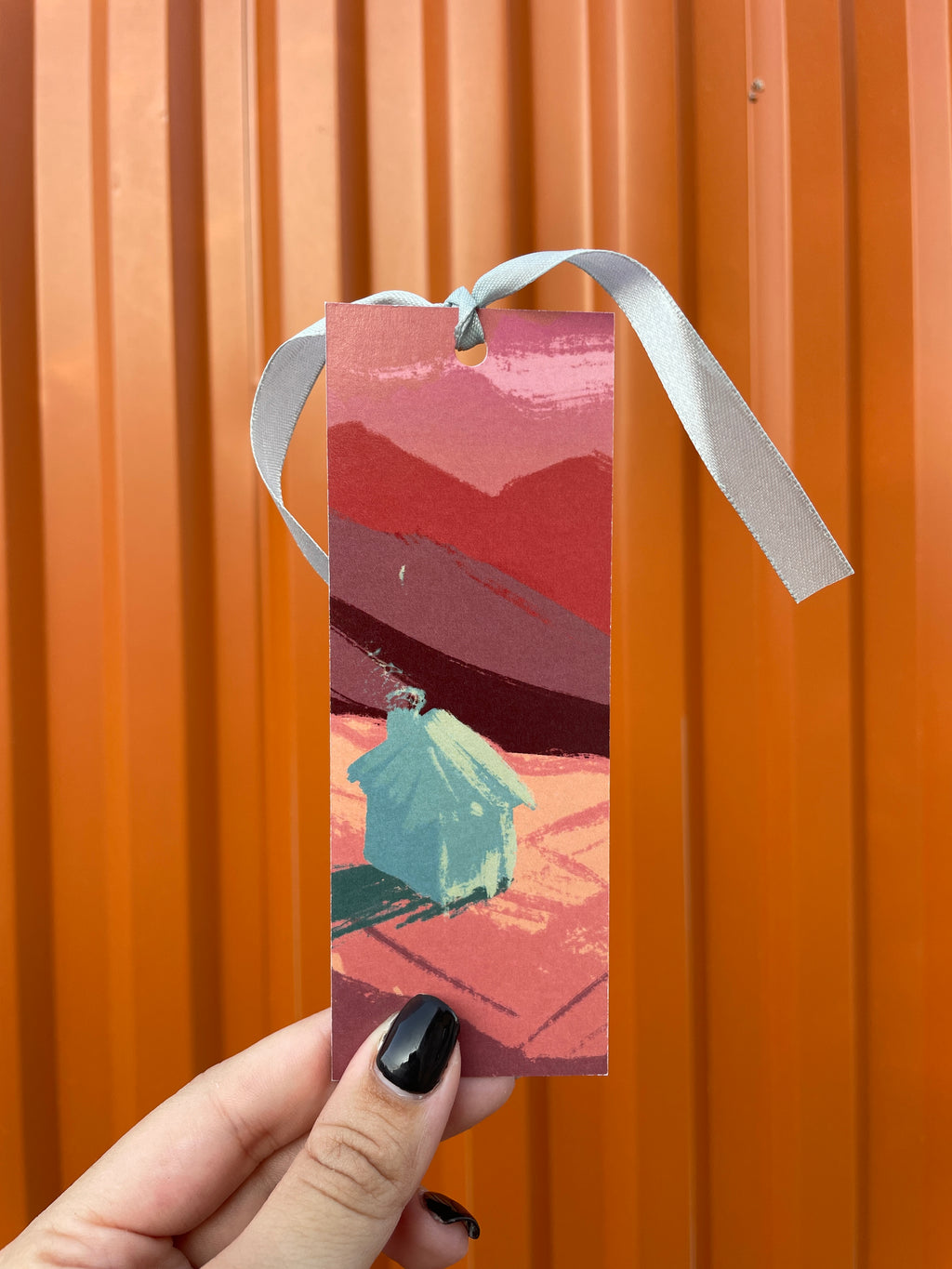 Little Hut on the Mountains Bookmark with Ribbon