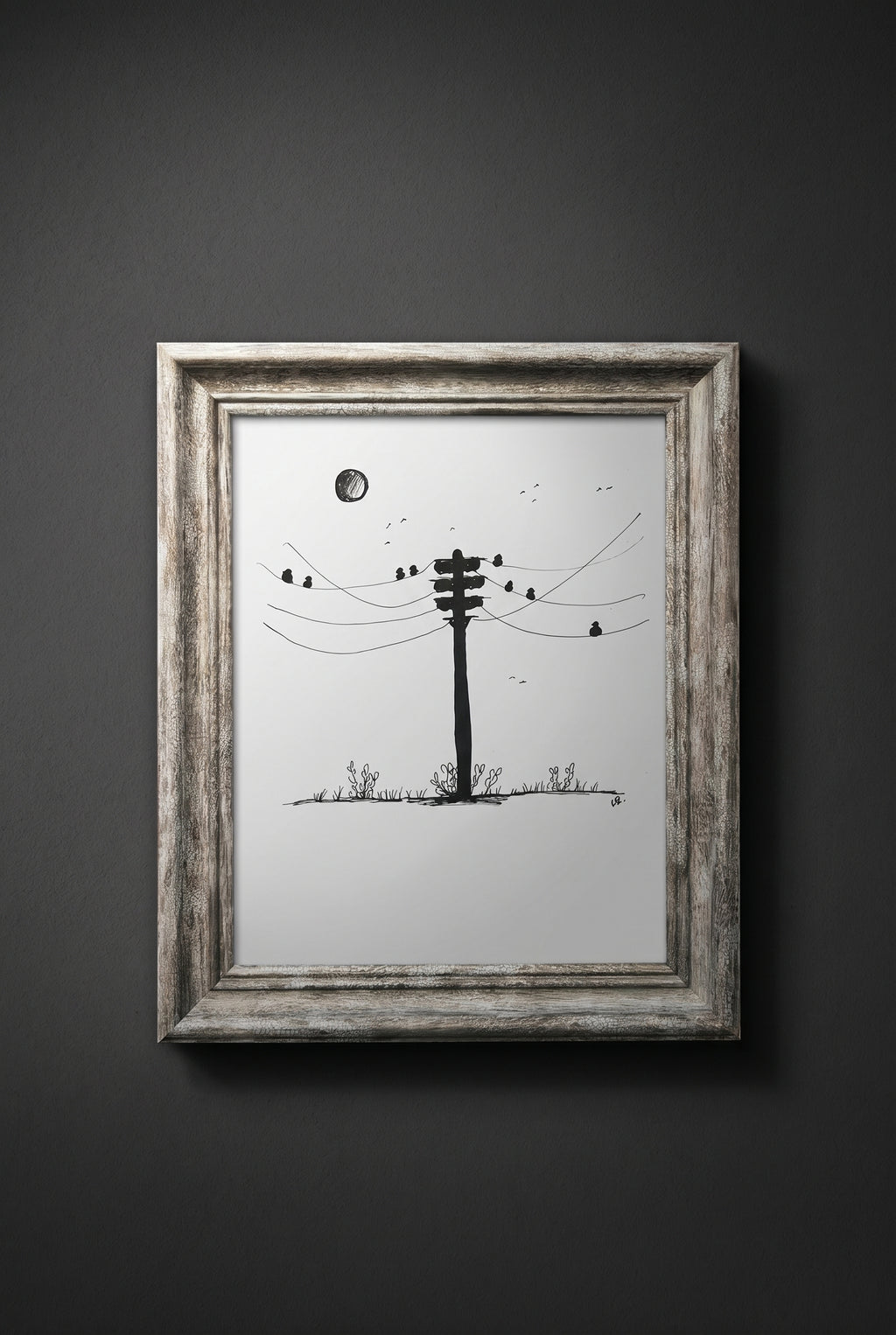 Power Line | Handmade Framed Poster – Original Artwork Wall Decor