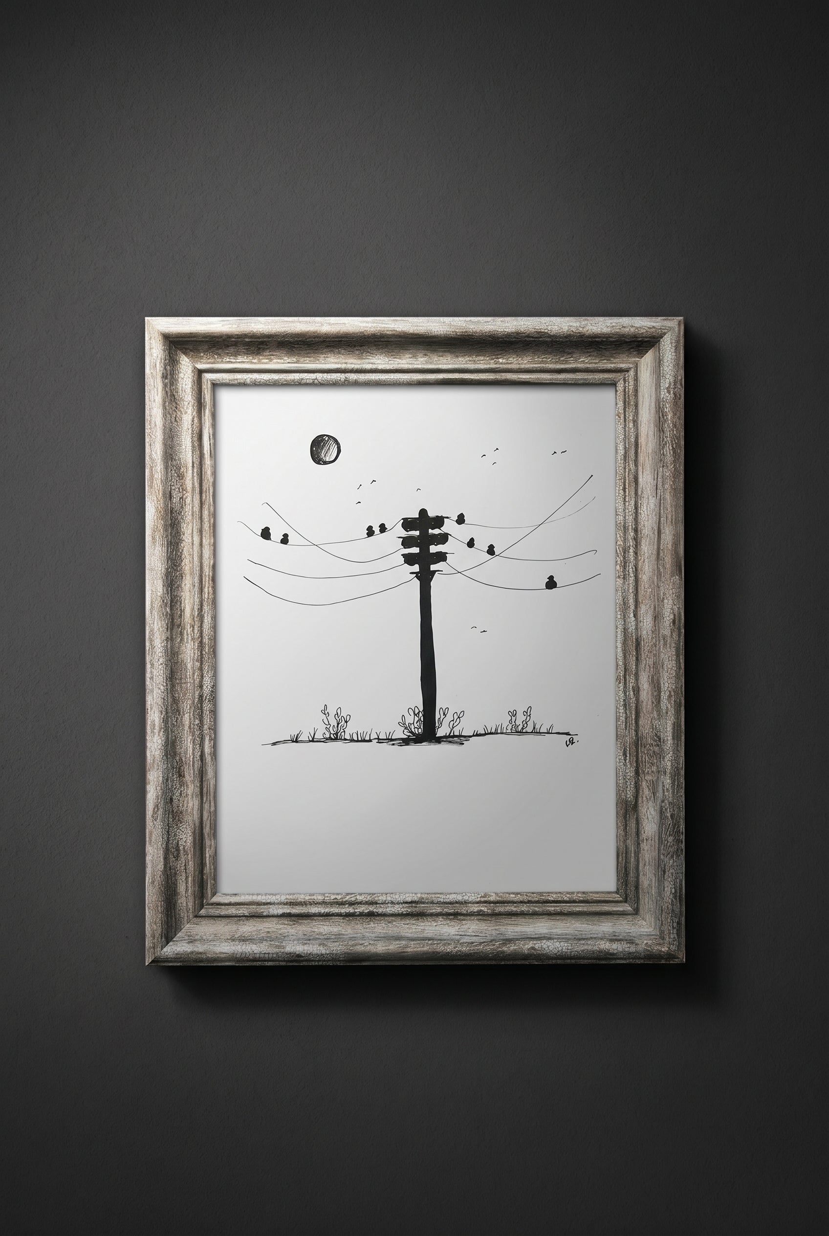 Power Line | Handmade Framed Poster – Original Artwork Wall Decor