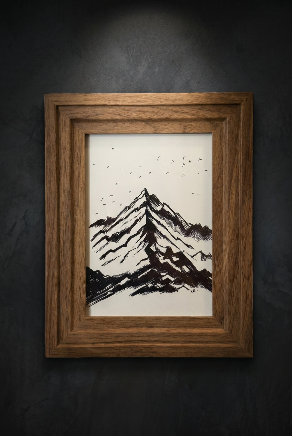 Snowy Mountain | Handmade Framed Poster – Original Artwork Wall Decor