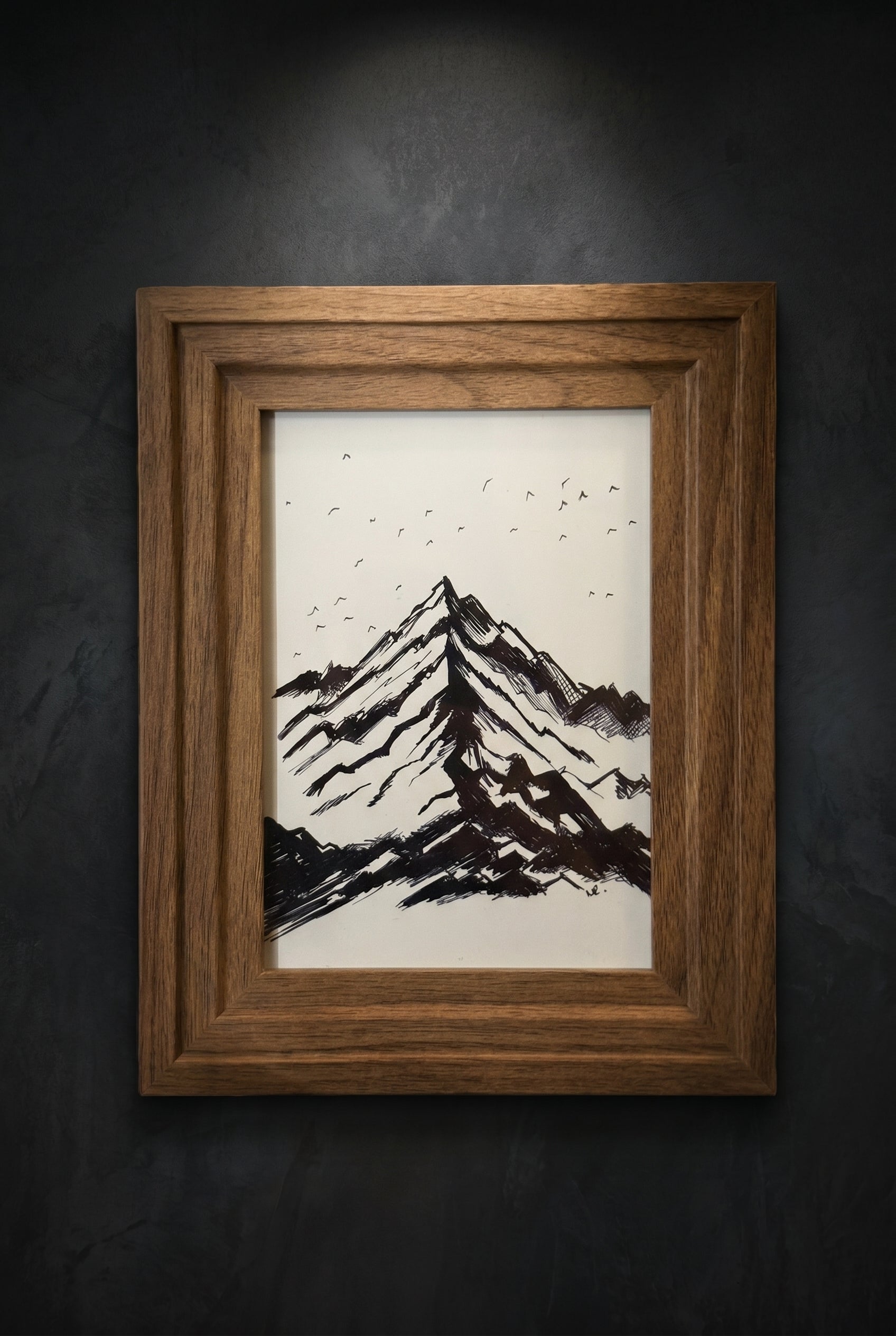 Snowy Mountain | Handmade Framed Poster – Original Artwork Wall Decor