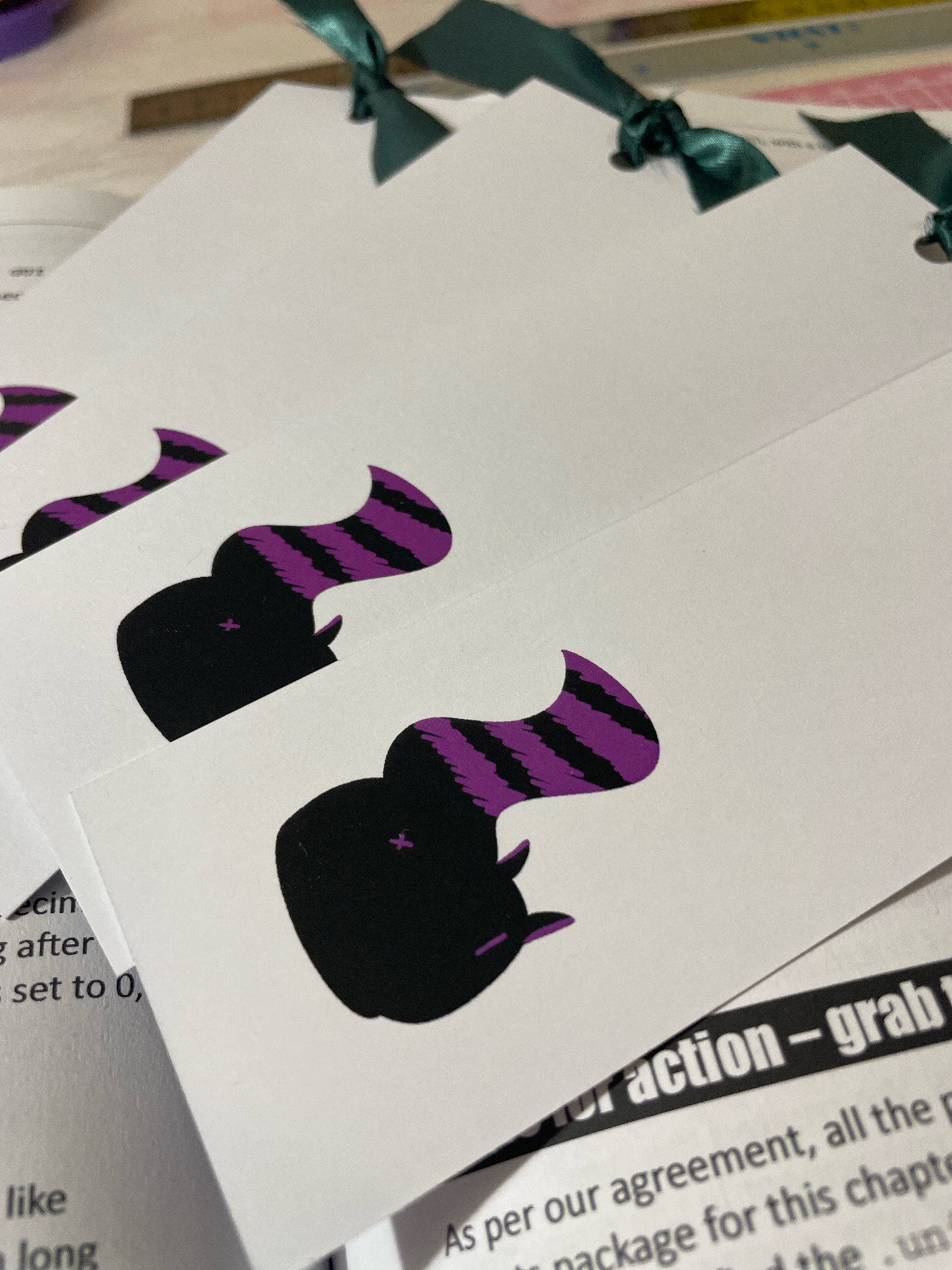 Black Cat Bookmark with Ribbon