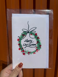 Christmas Wreath | Handmade Greeting Card – Original Illustrated Card