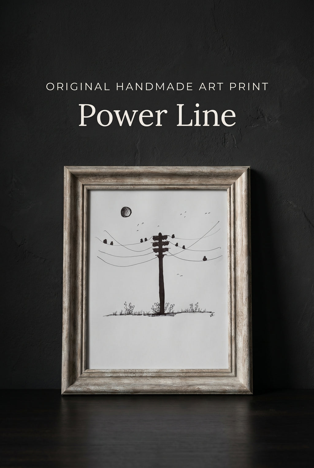Power Line | Handmade Framed Poster – Original Artwork Wall Decor