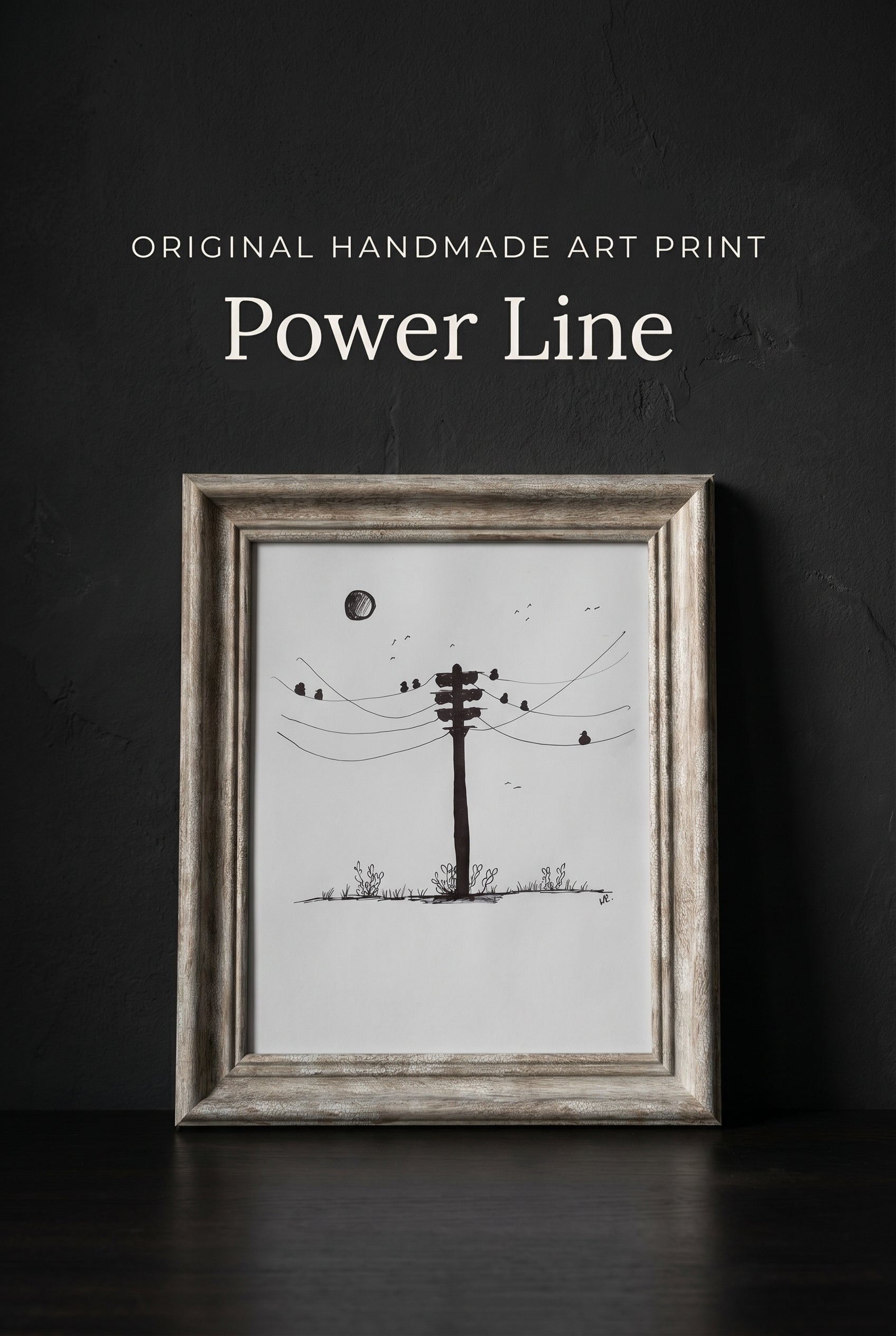 Power Line | Handmade Framed Poster – Original Artwork Wall Decor