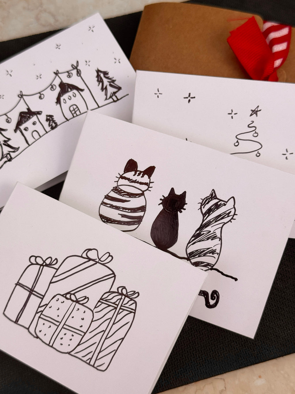 Cute Christmas Tree | Mini Handmade Greeting Card – Original Illustrated Card