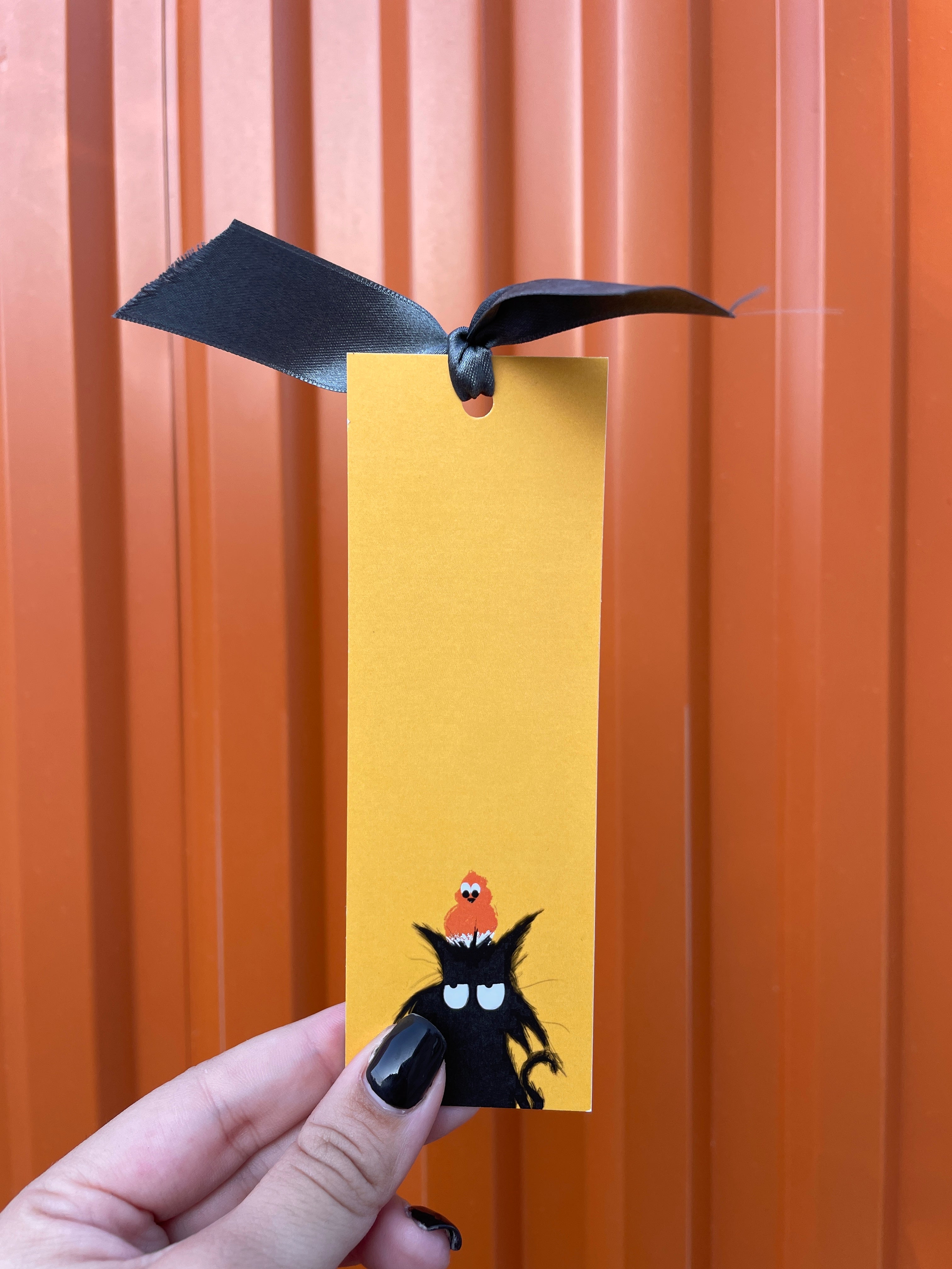 Mr. Grumpy Pants Cat Bookmark with Ribbon