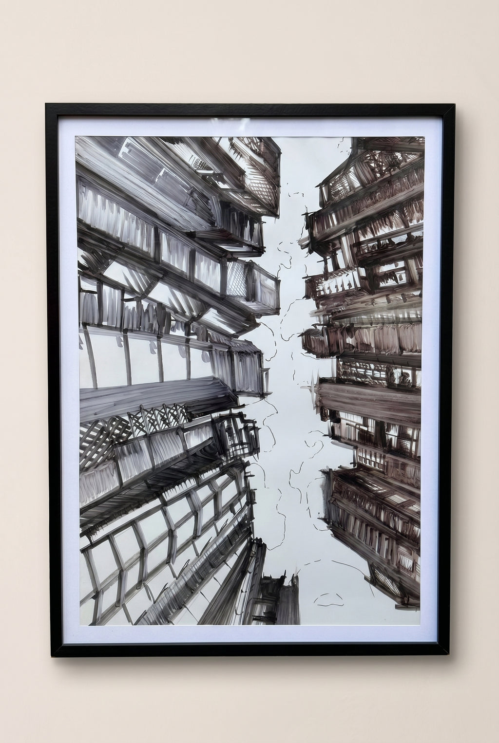 Cityscape | Handmade Framed Poster – Original Artwork Wall Decor