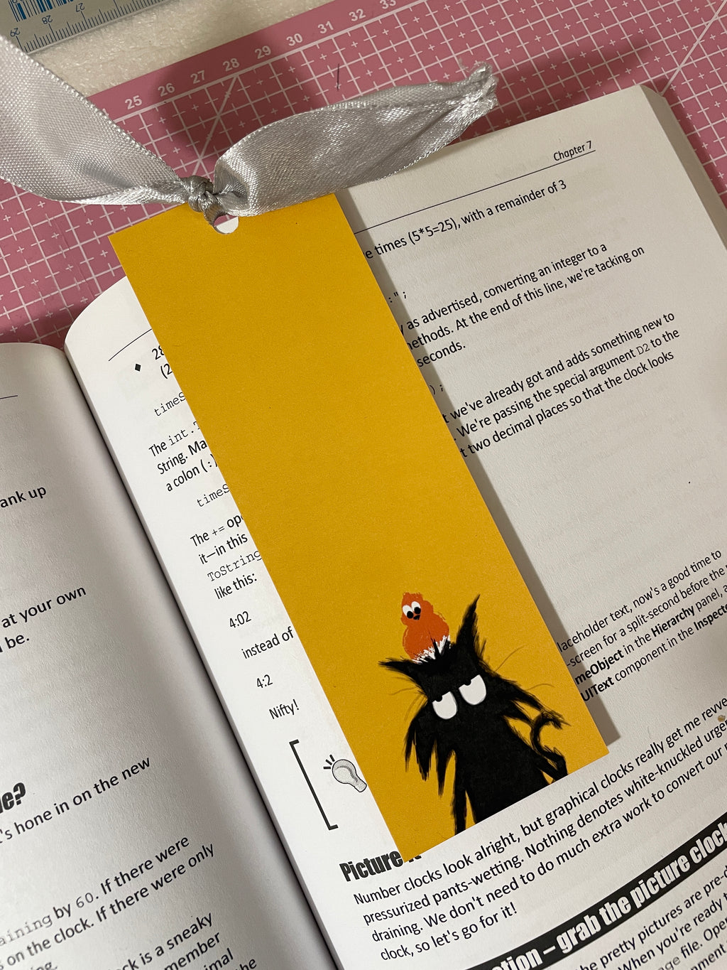 Mr. Grumpy Pants Cat Bookmark with Ribbon