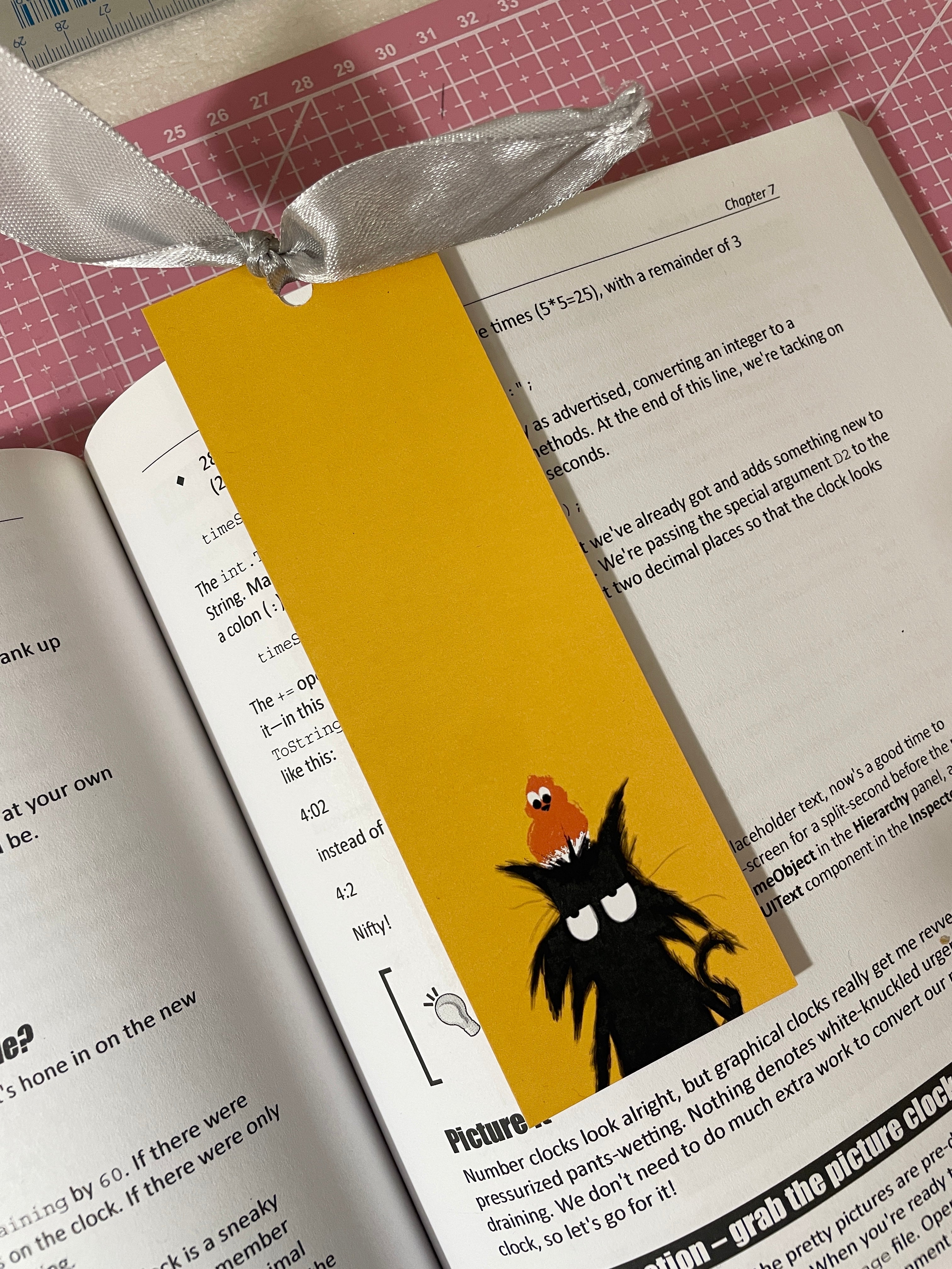 Mr. Grumpy Pants Cat Bookmark with Ribbon