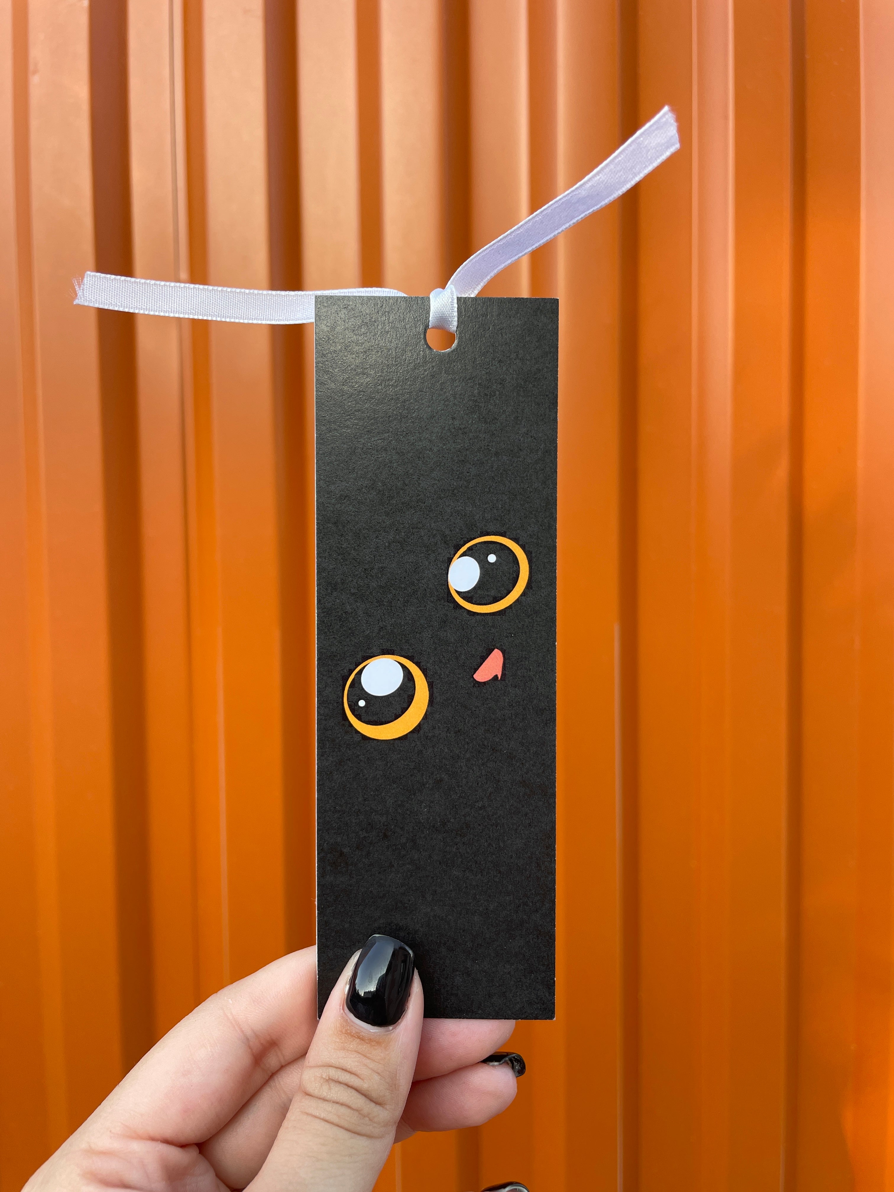 Cat with Big Eyes Bookmark with Ribbon