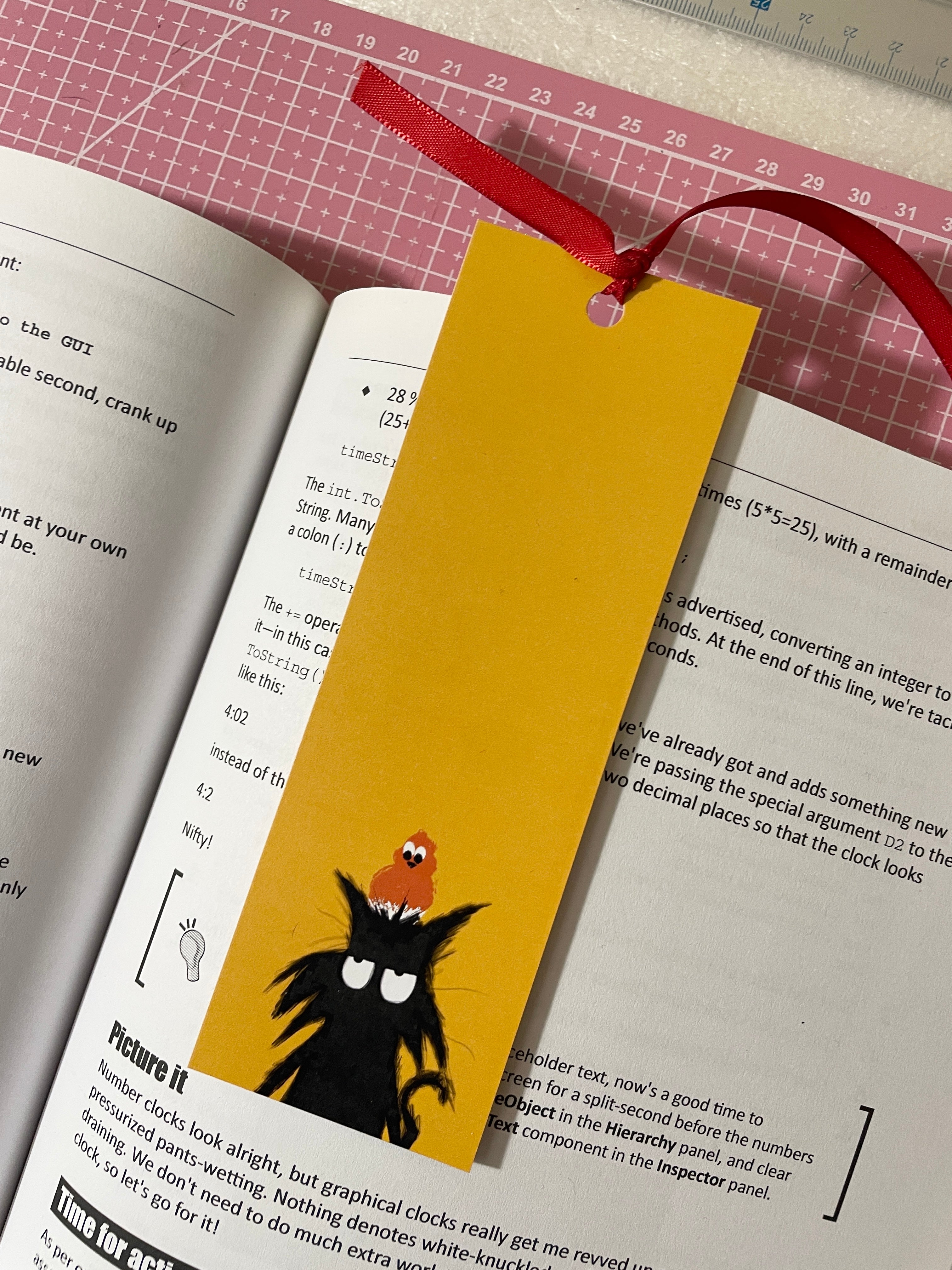 Mr. Grumpy Pants Cat Bookmark with Ribbon