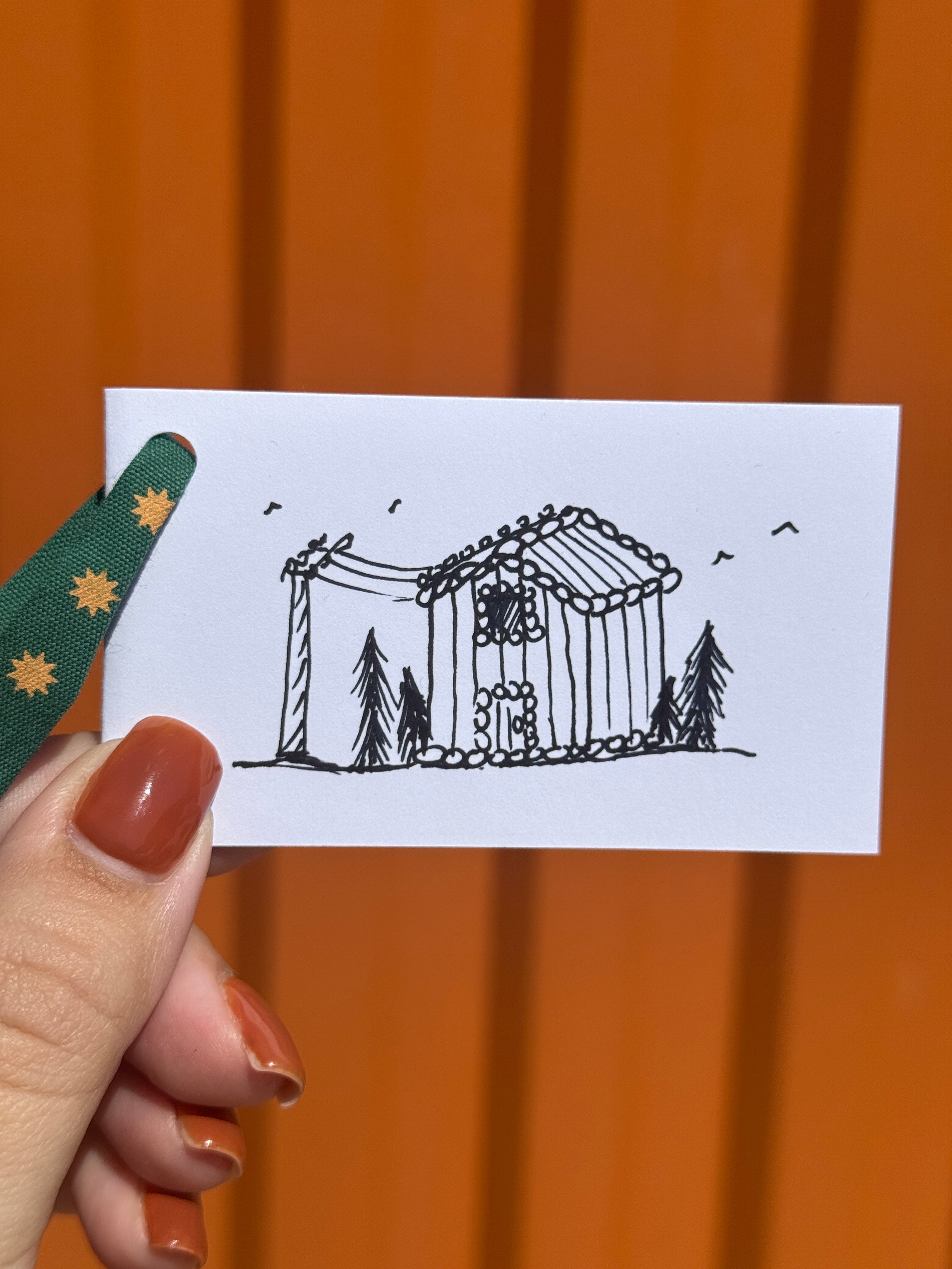 Cute Little Cabin | Mini Handmade Greeting Card – Original Illustrated Card