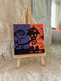 Halloween House | Original Mini Acrylic Painting – 10 × 10 cm Canvas with Wooden Easel (One-of-a-Kind Artwork)