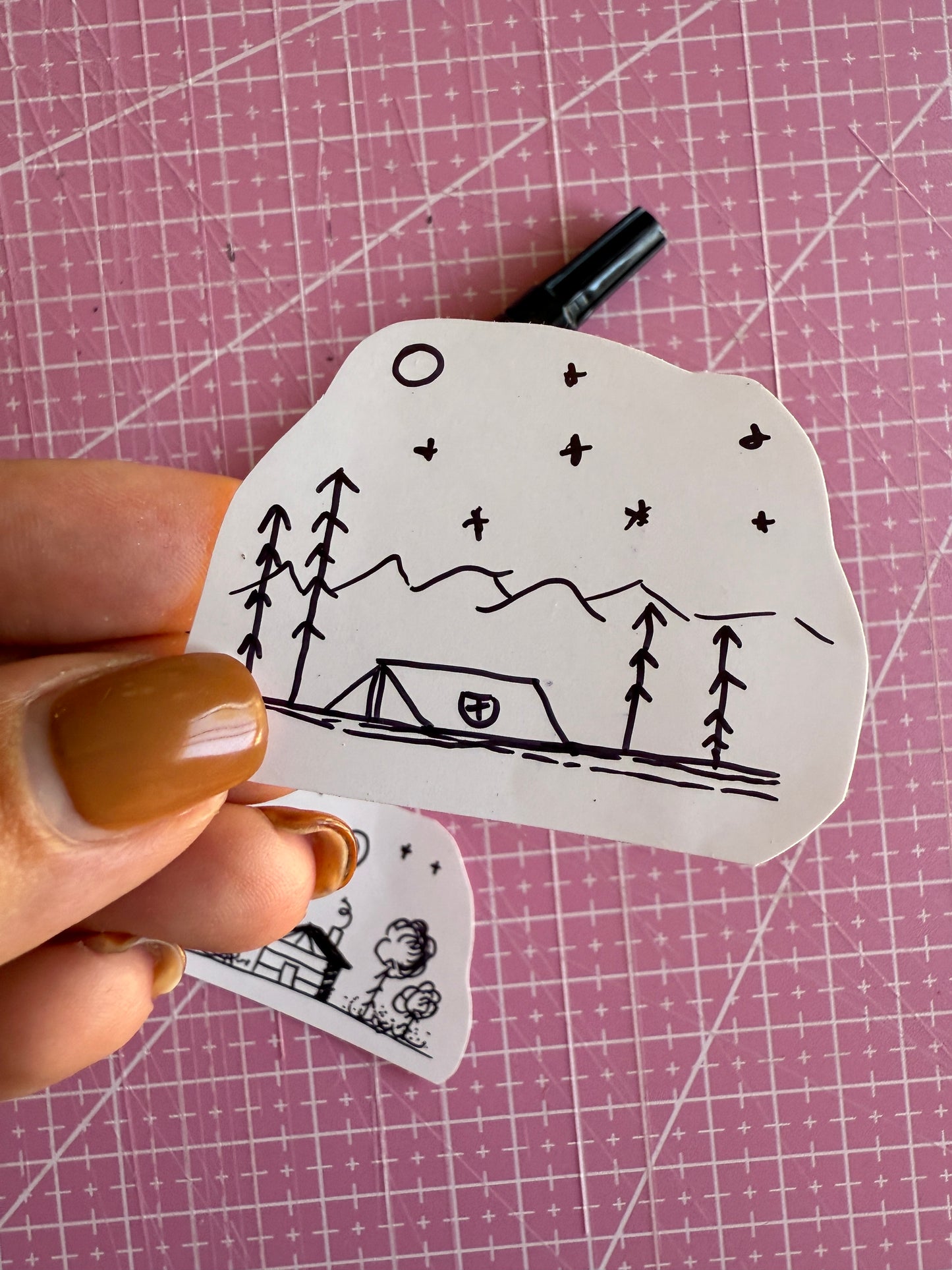 Set of 3 Handmade Camping Stickers