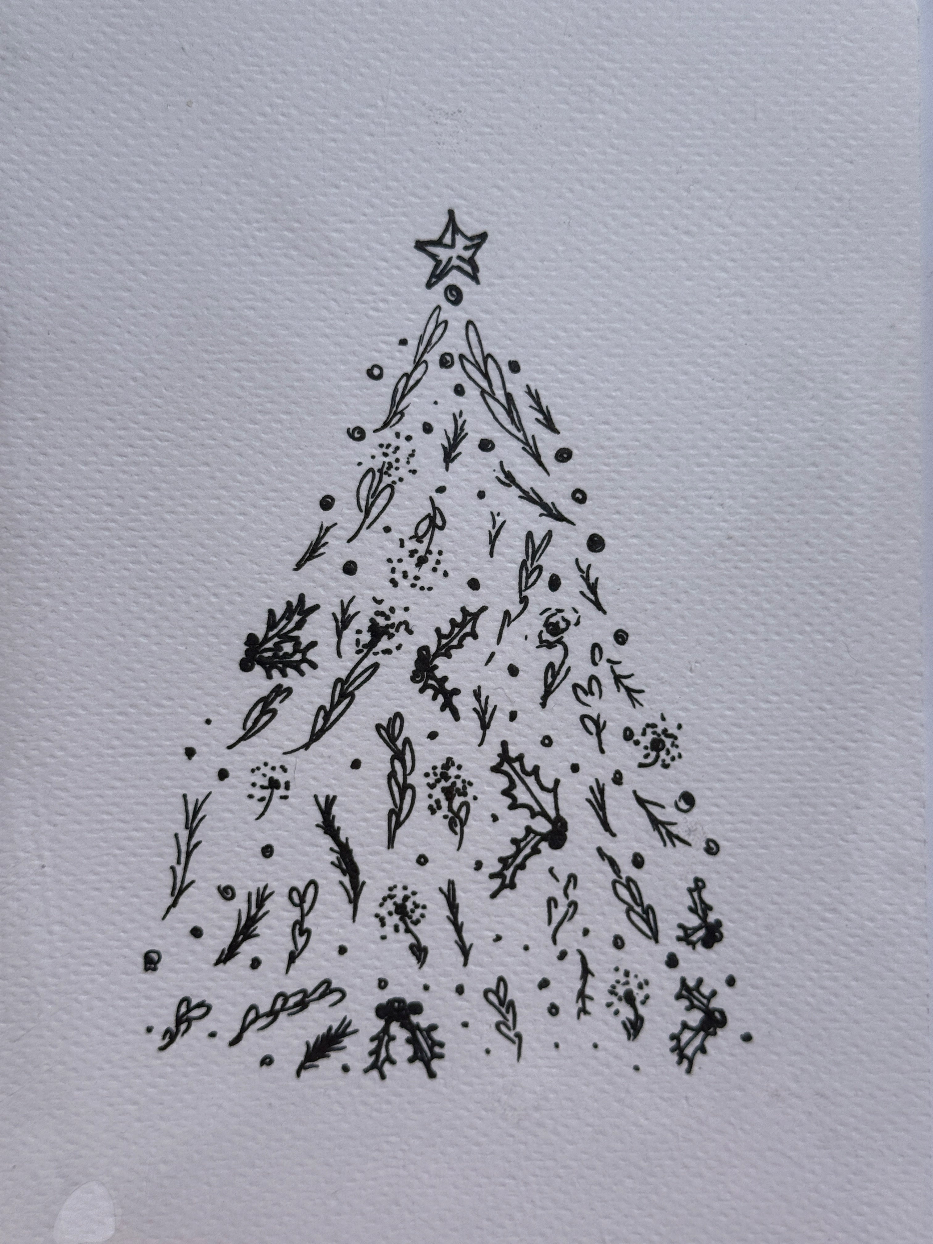 Christmas Tree Mistletoe | Handmade Greeting Card – Original Illustrated Card