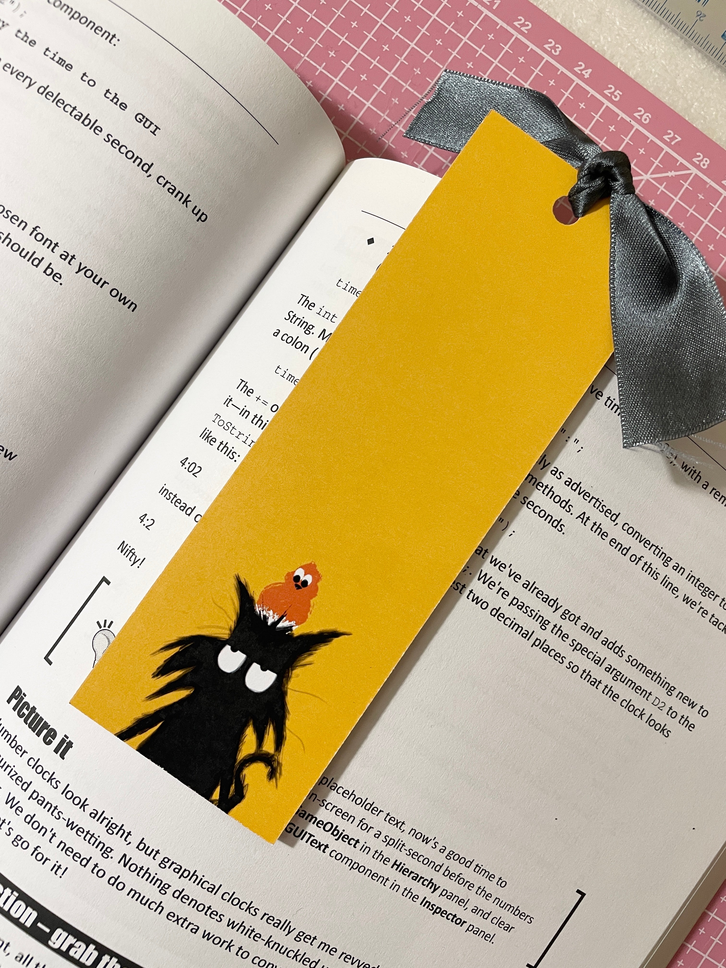 Mr. Grumpy Pants Cat Bookmark with Ribbon