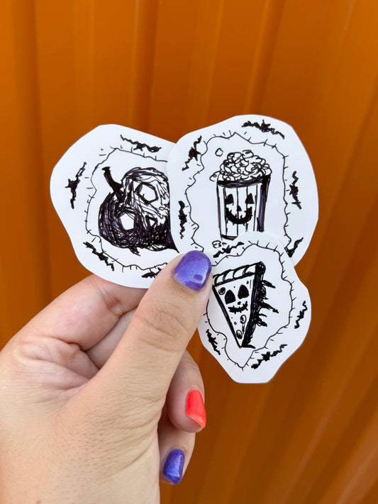 Set of 3 Handmade Spook Food Stickers