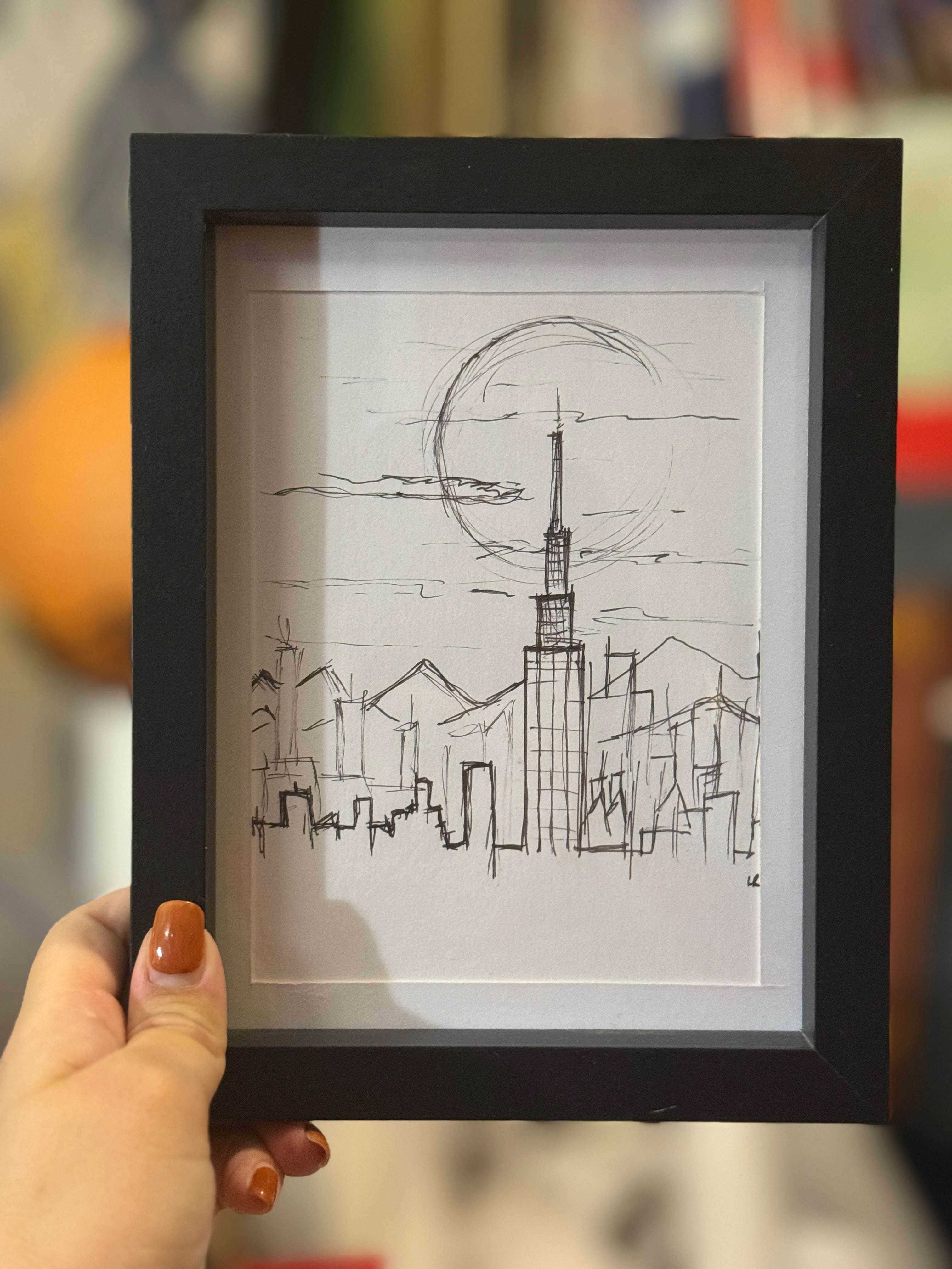 New York Cityscape | Handmade Framed Poster – Original Artwork Wall Decor