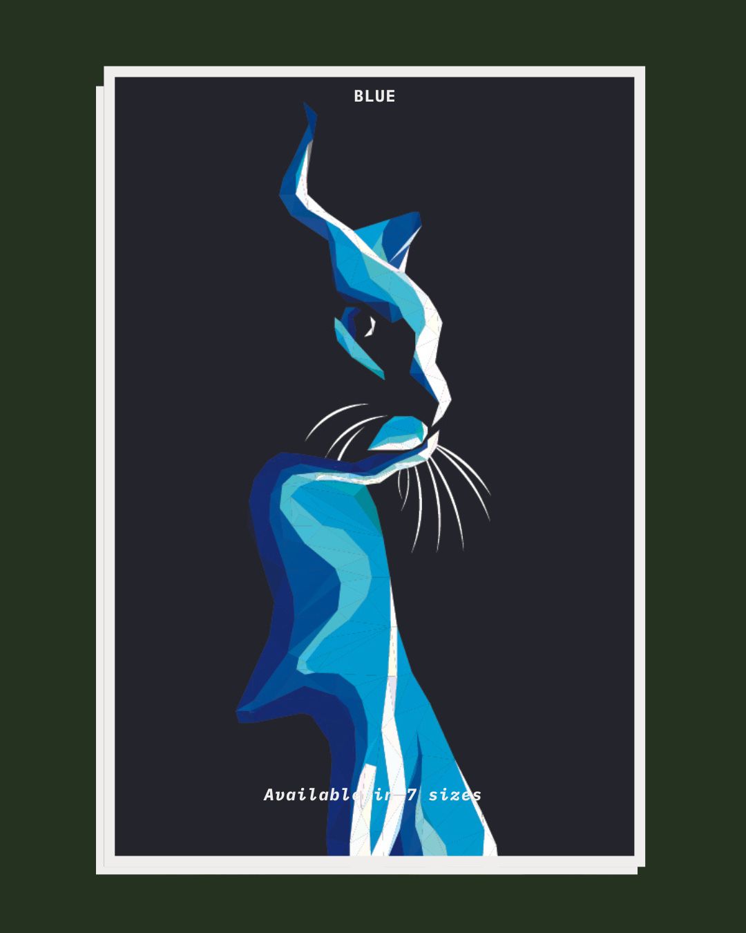 Blue Cat Low Poly Art Poster