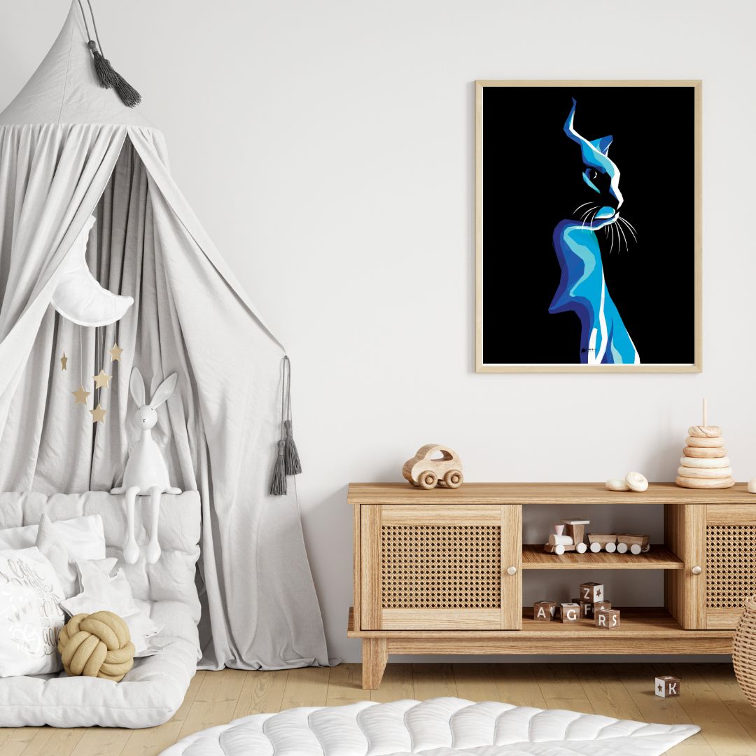 Blue Cat Low Poly Art Poster