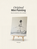 Princess | Original Mini Pen Painting – 24 x 30 cm Canvas with Wooden Easel (One-of-a-Kind Artwork)