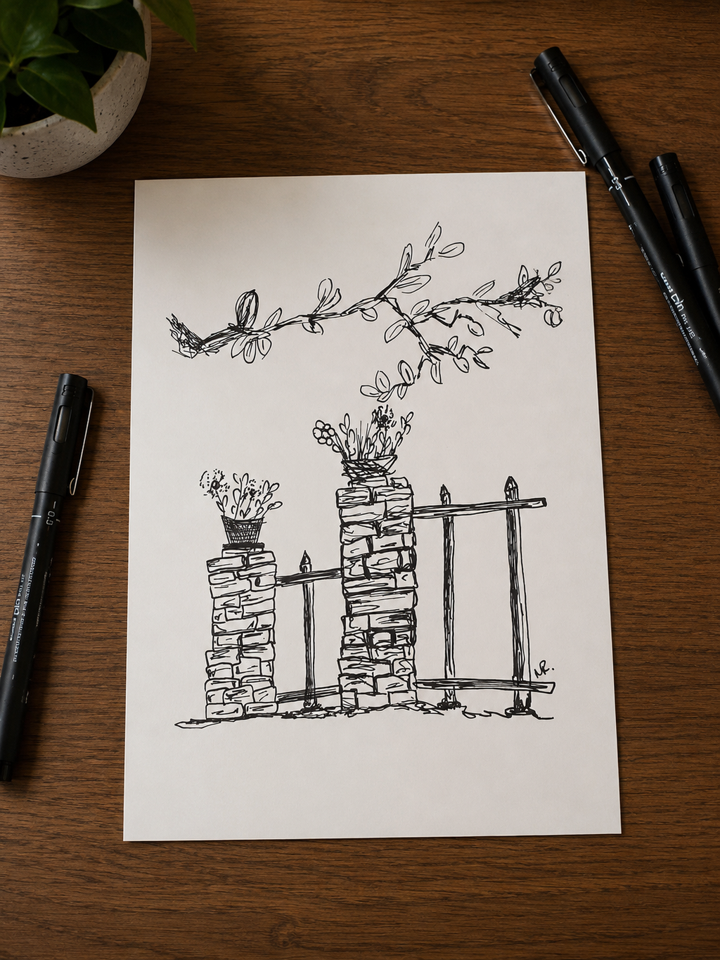 Stylized Wall | Handmade Framed Poster – Original Artwork Wall Decor
