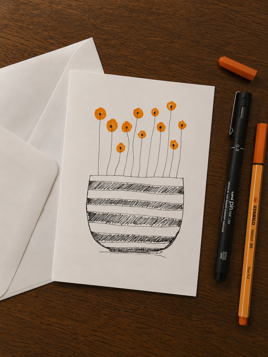 Flowers V1 | Handmade Greeting Card – Original Illustrated Card