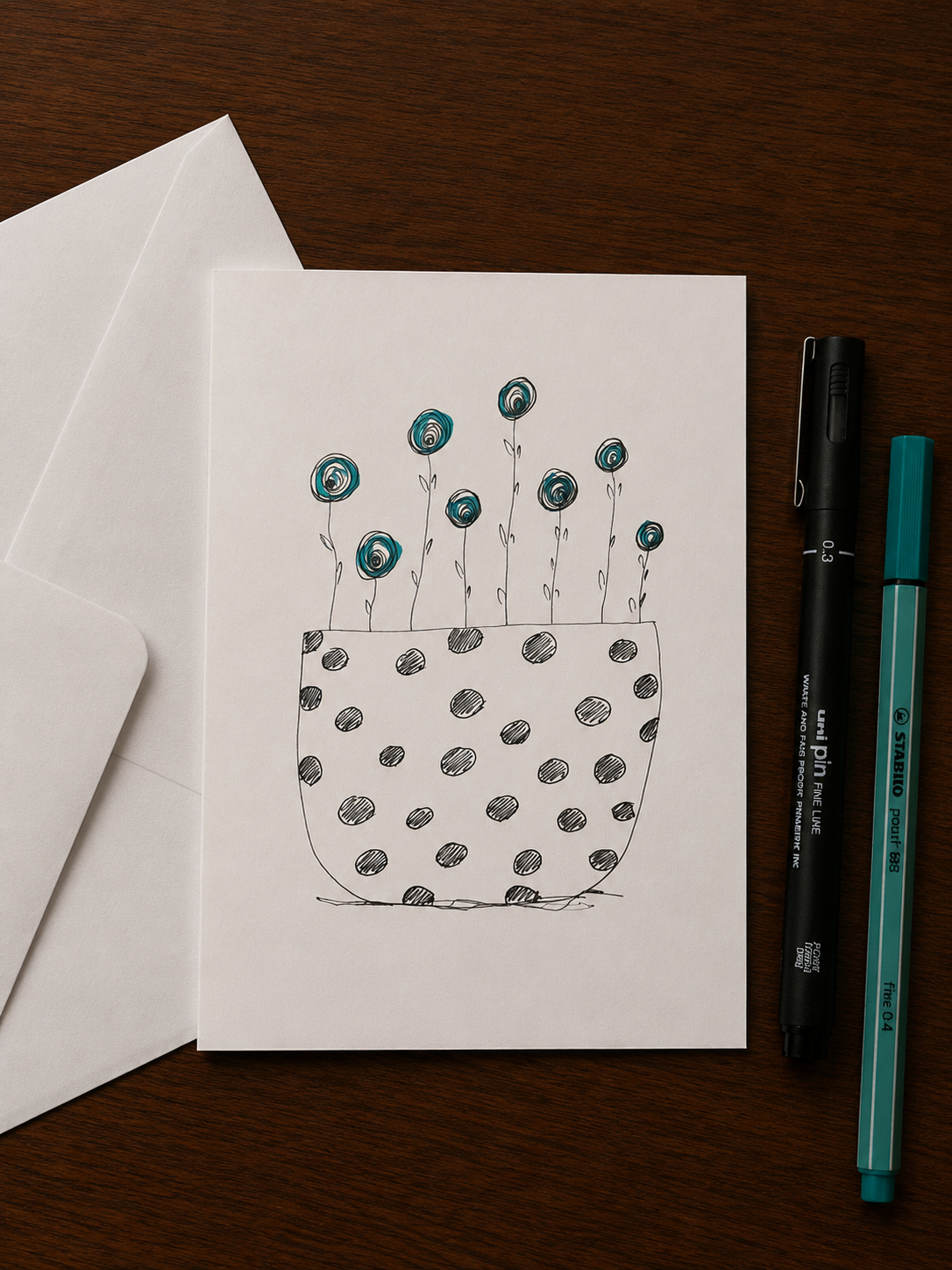 Flowers V2 | Handmade Greeting Card – Original Illustrated Card