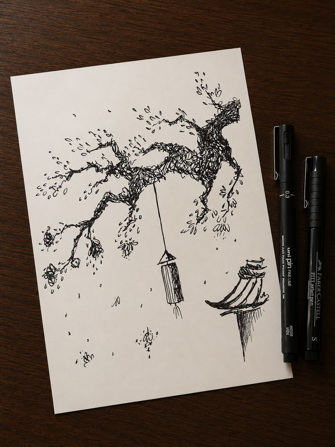 Cherry Blossom | Handmade Framed Poster – Original Artwork Wall Decor