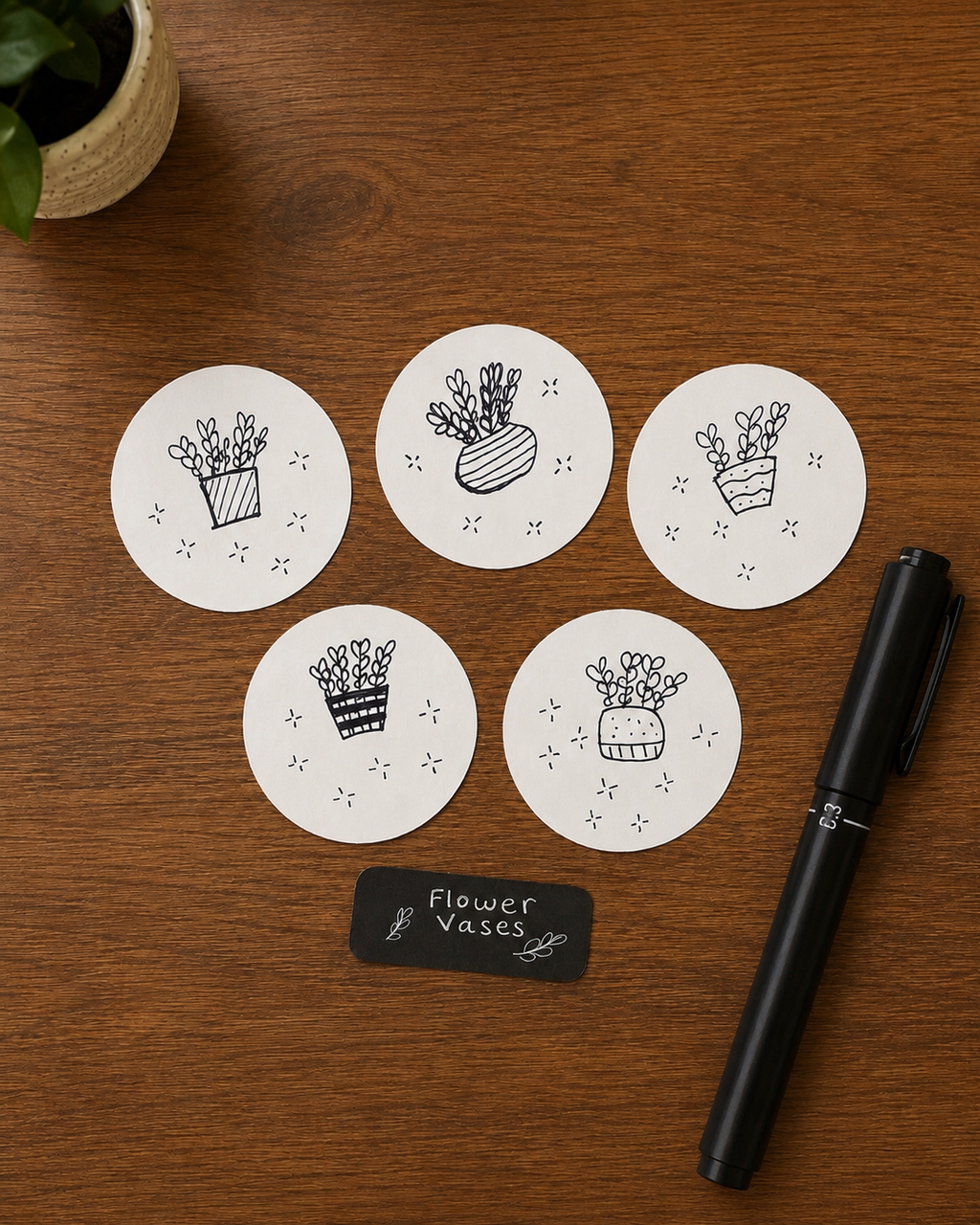 Flower Vases V.2 | Handmade Sticker Pack – Original Illustrated Stickers