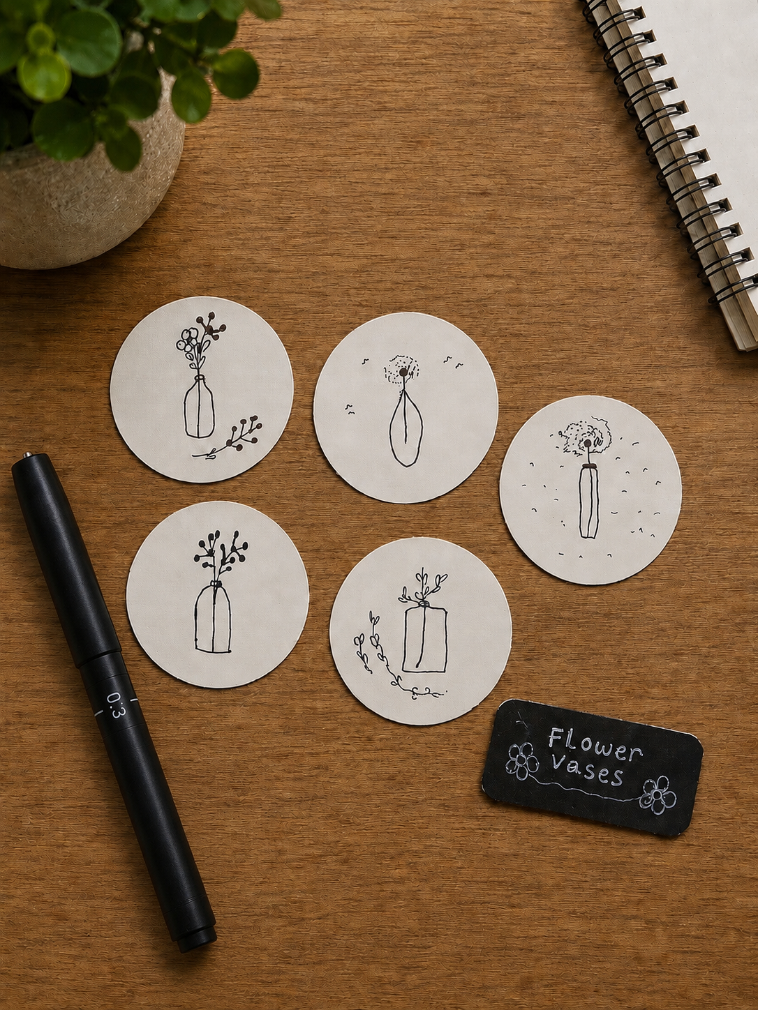 Flower Vases V.1 | Handmade Sticker Pack – Original Illustrated Stickers