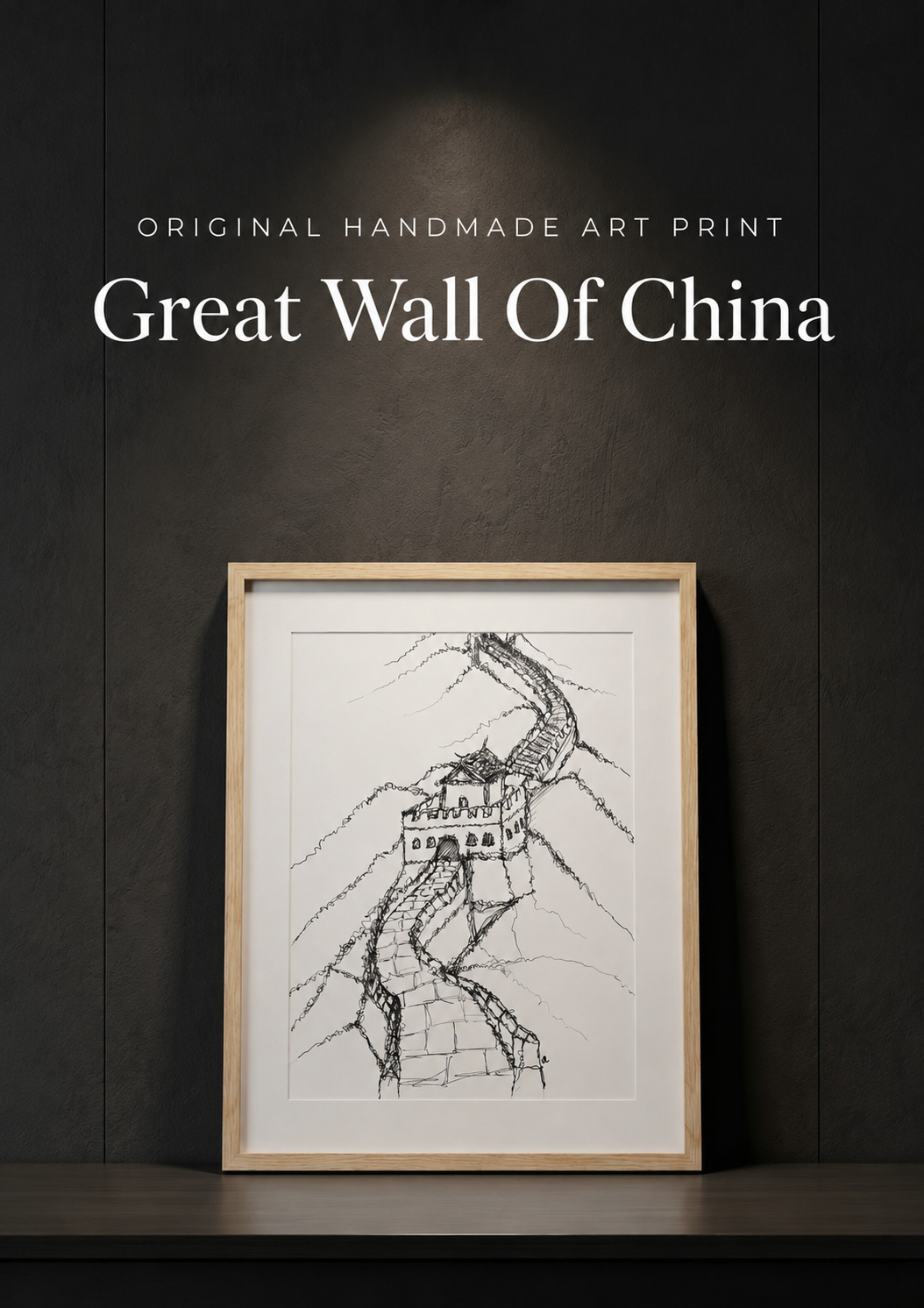 Great Wall Of China | Handmade Framed Poster – Original Artwork Wall Decor