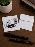 Cute Computer With Flowers | Small Handmade Greeting Card – Original Illustrated Card