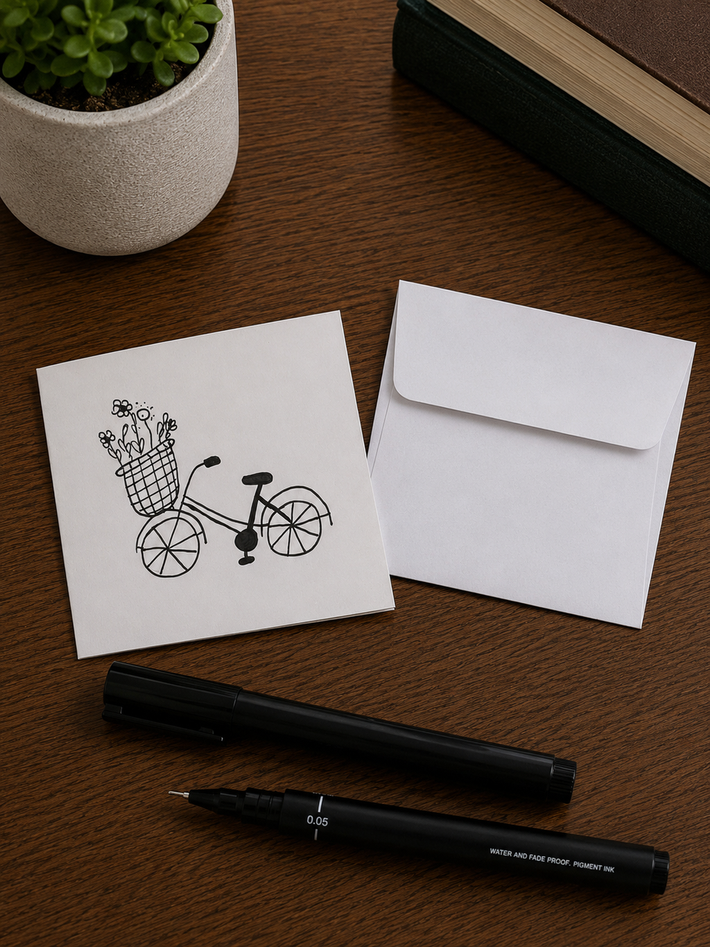 Cute Bicycle | Small Handmade Greeting Card – Original Illustrated Card