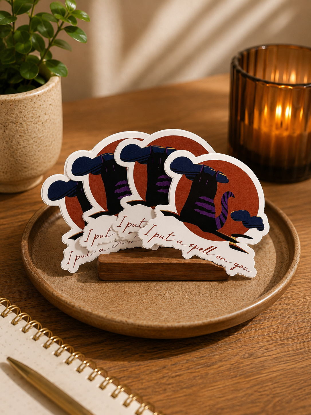 Cat Illustrated Sticker Set – Printed Art Stickers (Set of 4)