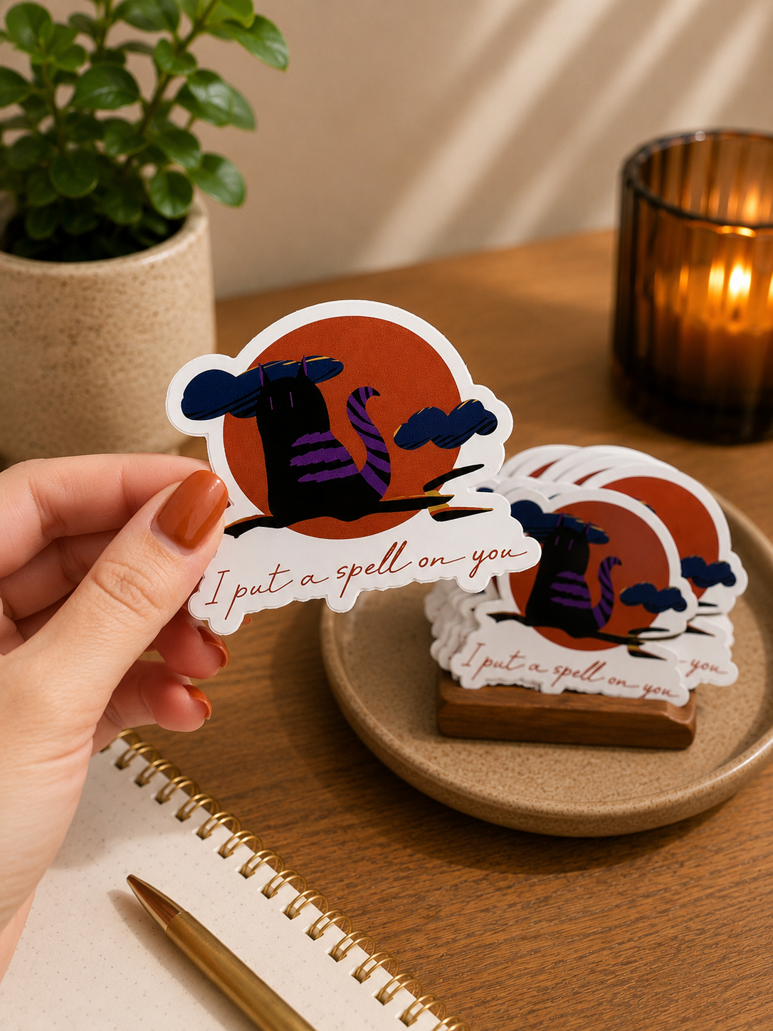 Cat Illustrated Sticker Set – Printed Art Stickers (Set of 4)