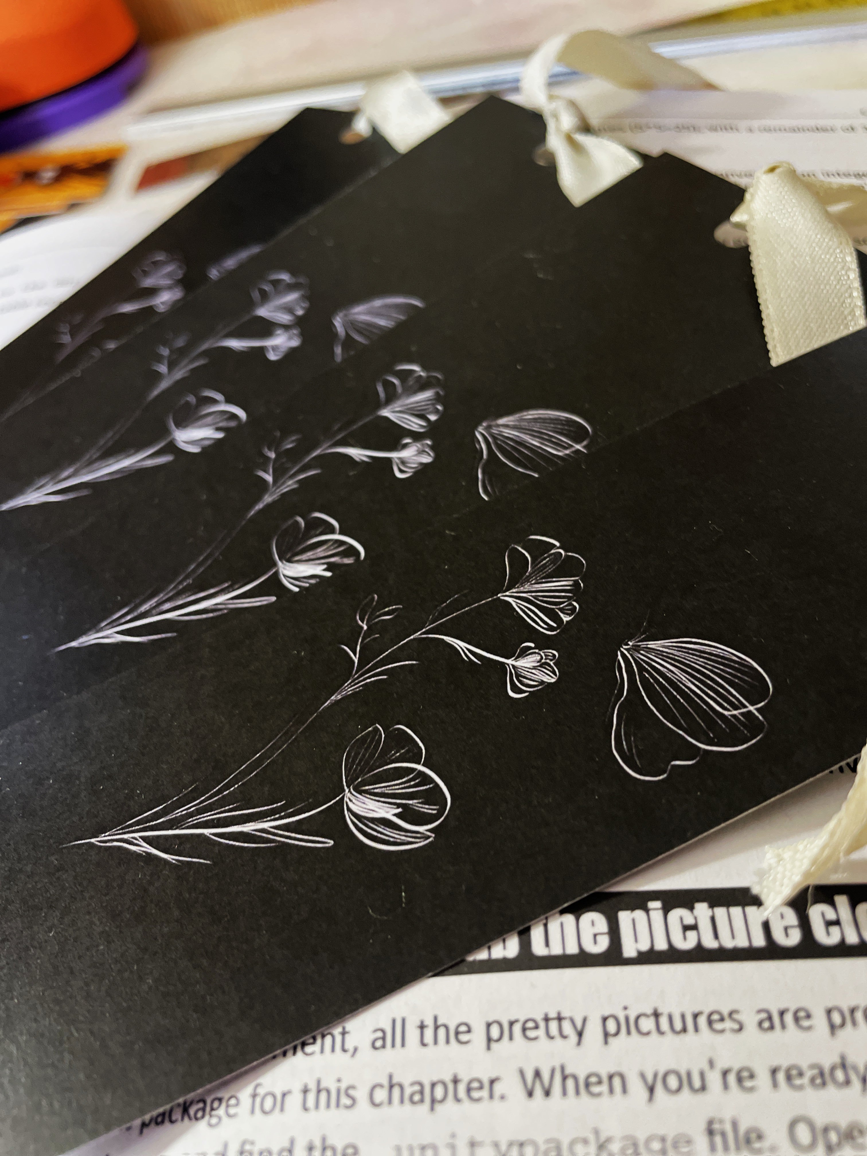 Flower and Butterfly Bookmark with Ribbon