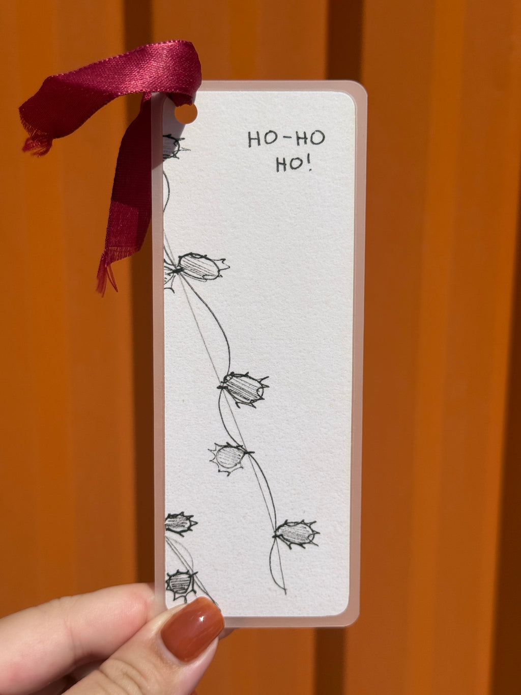 Ho Ho Ho Handmade Illustrated Bookmark – Original Art Bookmark
