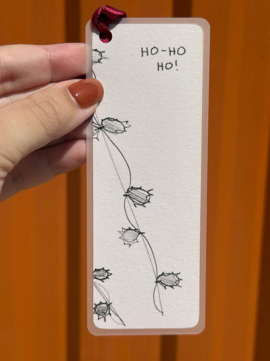 Ho Ho Ho Handmade Illustrated Bookmark – Original Art Bookmark