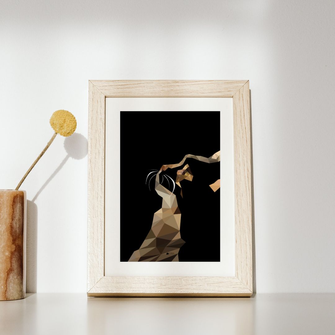 Gold Cat Low Poly Art Poster