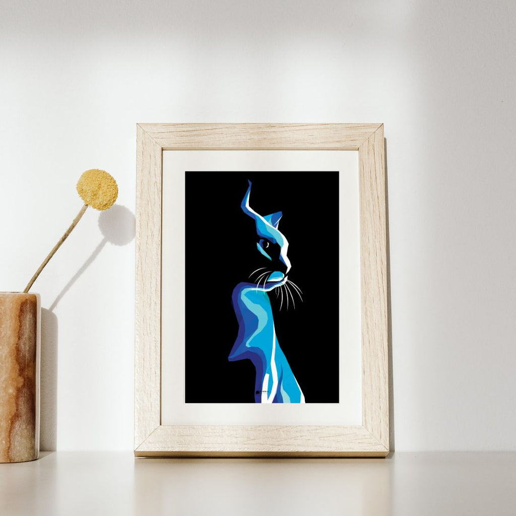 Blue Cat Low Poly Art Poster