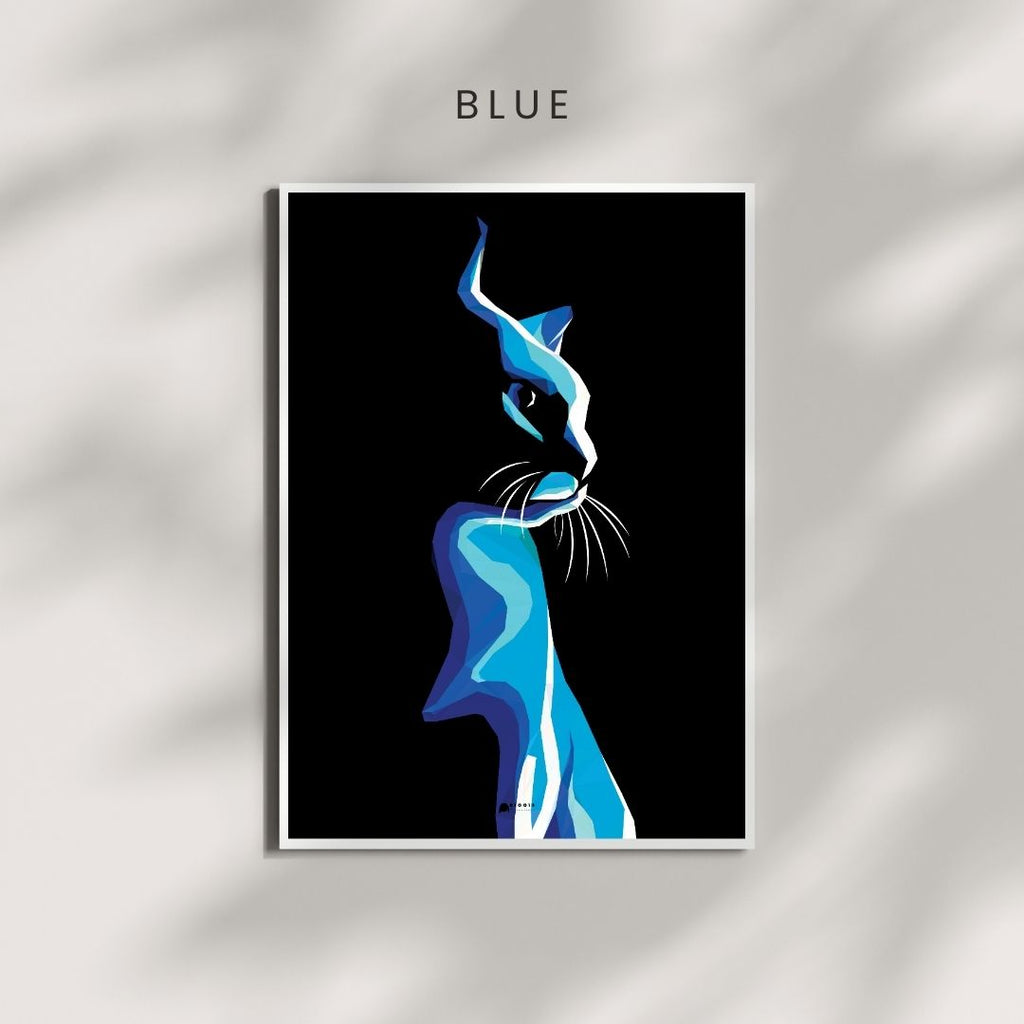 Blue Cat Low Poly Art Poster