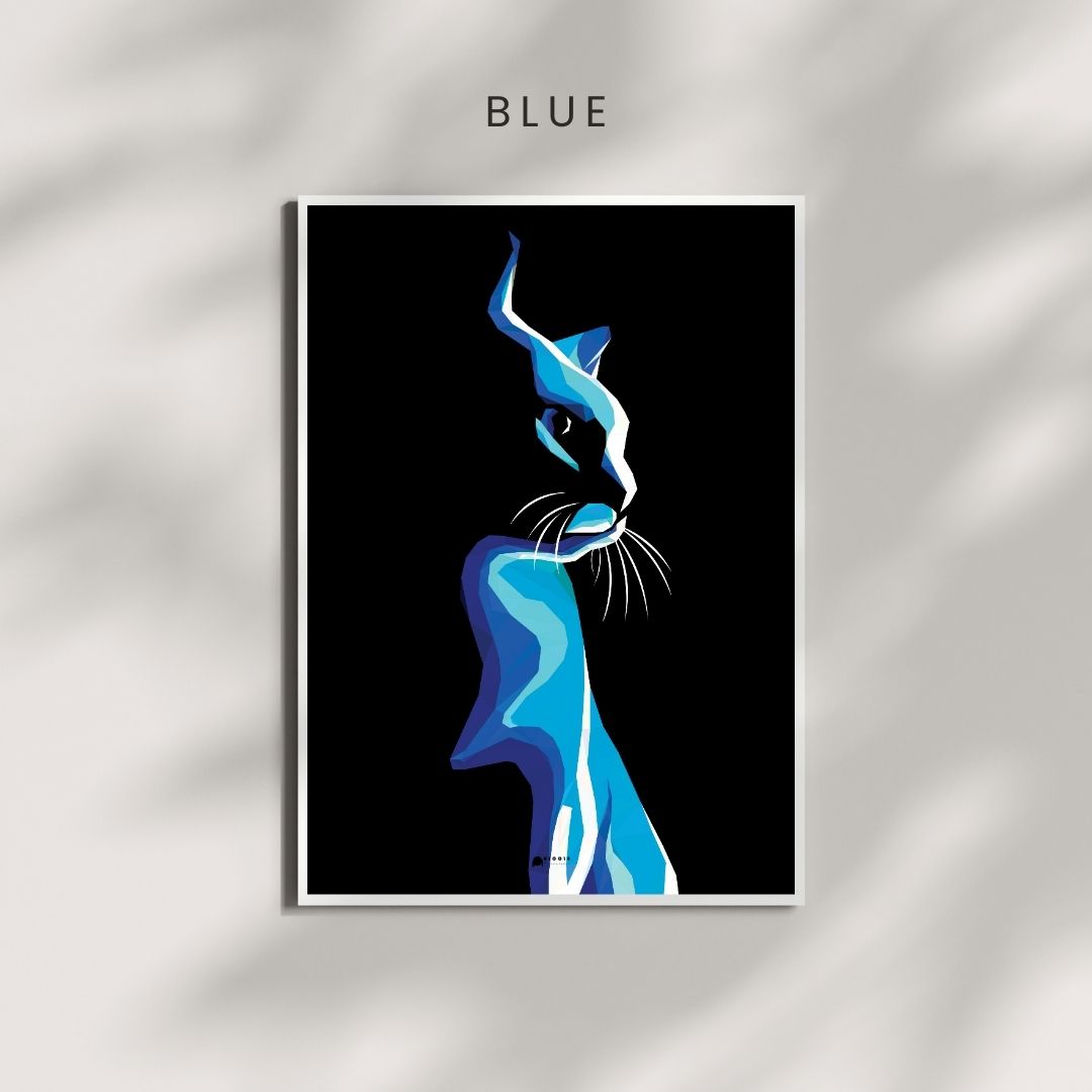 Blue Cat Low Poly Art Poster