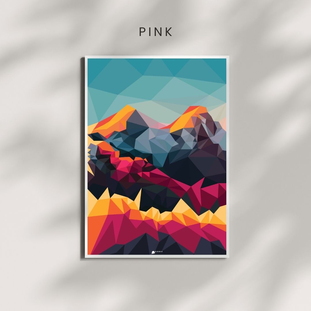 Pink | Mountains Art Poster