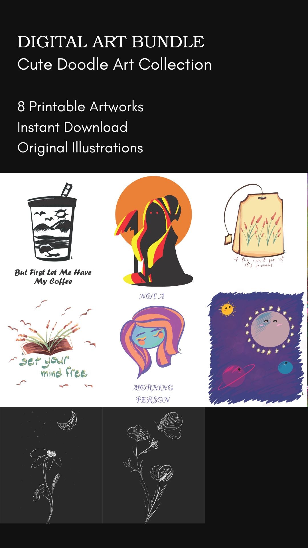 Cute Doodle Art Bundle – Playful Digital Illustration Collection