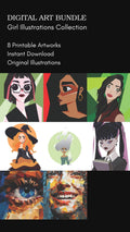 Girl Illustrations Digital Art Bundle – Character Art Prints